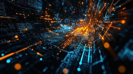 Abstract digital particle shapes cyber style electronic design technology perfect for wallpaper