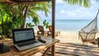 © Mr image - 69. A serene beachside workspace for a virtual assistant enjoying remote work
