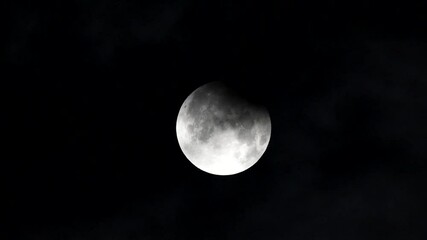 Wall Mural - Partial lunar eclipse Full moon and lunar eclipse Full moon between the clouds Super moon 2024