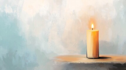 Soft Glow of a Candle in a Serene Setting