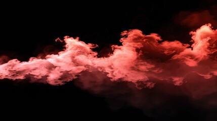 Wall Mural - horizontal abstract red smoke middle on black background. Red color clouds