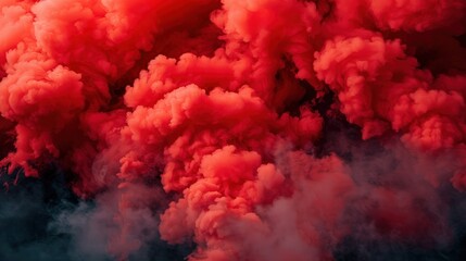 Wall Mural - heavy abstract red dust smoke on black background Red color clouds cosmic