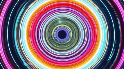 Poster - Small pink dot expands, creating vibrant concentric circles against a dark blue background. The animation showcases a dynamic interplay of color and light, evoking a sense of energy and creativity