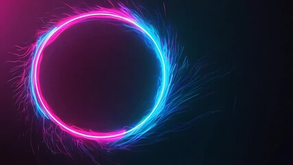 Poster - Vibrant neon circle glows against a dark background, with ethereal light trails swirling around it, creating a captivating visual effect