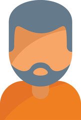 Poster - cartoon illustration of a man with grey hair and beard wearing an orange shirt, useful for avatars o