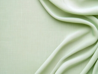 Poster - Pastel sage green blue cloth texture with folds and abstract soft floral sunlight shadows, aesthetic neutral background with copy space for wedding design or business branding 