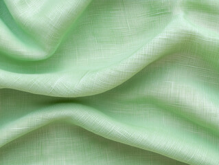 Poster - Pastel sage green blue cloth texture with folds and abstract soft floral sunlight shadows, aesthetic neutral background with copy space for wedding design or business branding 