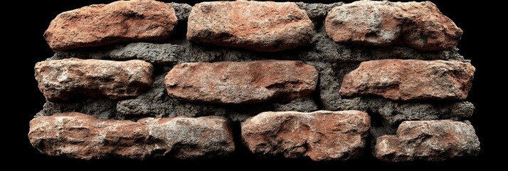 Rustic Stone Wall Texture with Irregularly Shaped Stones and Mortar