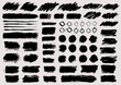 © amovitania - Brush strokes vector collection. Set of text boxes. Paintbrush bundle. Grunge design elements. Dirty texture banners. Painted rectangles, long strokes, round and rhombus frame and diagonal backgrounds