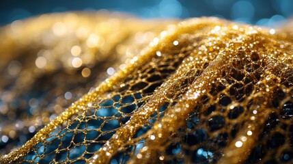 Sparkling Gold Netting Creates a Shimmering Abstract Pattern