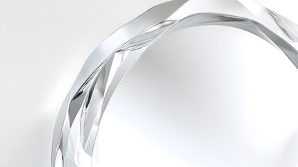 Poster - Abstract Shiny Silver Geometric Shape with White Background