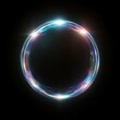 © Songsak - Futuristic Glowing Neon Light Circle on Black Background with Vibrant Colors and Abstract Design