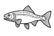 © Inspiration - Salmon Fish, coloring page for kids, line art.