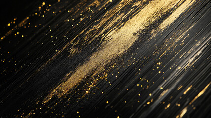 Poster - Elegant gold and black abstract design featuring shimmering textures and striking patterns