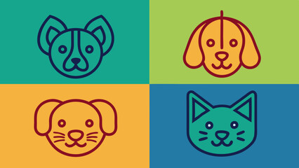 Wall Mural -  A set line pet icons stock illustration