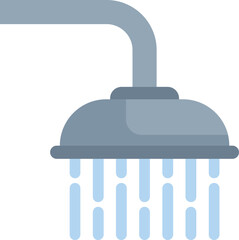 Sticker - This vector illustration features a shower head pouring water, representing concepts of cleanliness and relaxation