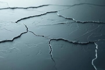Poster - Close-up view of a textured, cracked black surface, showcasing intricate patterns and details for artistic and abstract backgrounds.