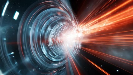 Fototapete - High-speed journey through digital tunnel, visualizing data streams and cyber connections for sci-fi productions and tech company presentations