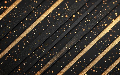 Poster - Elegant black background adorned with golden glittering dots, perfect for creative designs, textures, and stylish visual projects.
