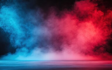 Poster - Vibrant smoke in red and blue hues creates a dramatic and colorful background, perfect for artistic and creative projects.