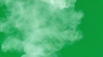 Poster - White smoke floats and swirls against a solid green screen background, creating an ideal element for compositing in various projects. Perfect for enhancing visual effects and designs