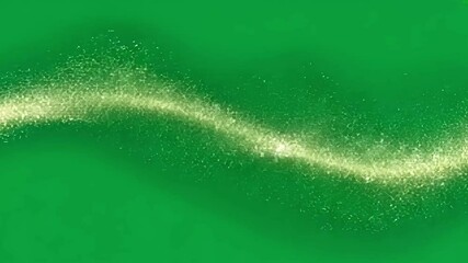 Poster - Golden glitter swirls and creates a shimmering wavy line against a lively green background, evoking a magical and festive vibe ideal for celebrations and special events