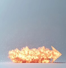 Poster - An explosive cloud of fire and smoke with an arrow indicating movement, perfect for dynamic and energetic visual effects in projects.