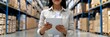 © Inlovehem - Woman holding a tablet in a warehouse, managing inventory efficiently.