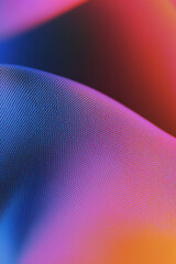Poster - Vibrant abstract fabric texture showcasing waves of color in blue, pink, and orange. Perfect for artistic and modern design applications.