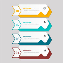 Fototapete - 4 Steps business infographic template with flat design.