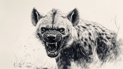drawing of a territorial predator exhibiting hostile behavior, highlighting its strength and intimid