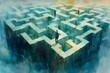 © anastasiia - People navigate a complex maze above the clouds.