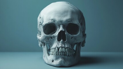 Poster - A white skull is sitting on a table