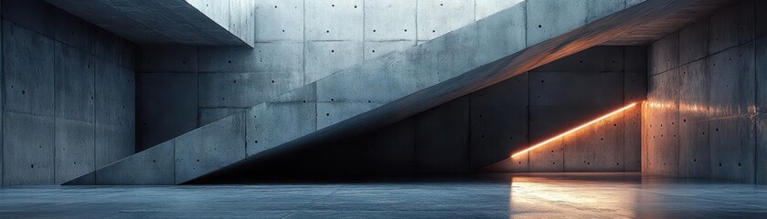 Poster - abstract geometric concrete structure, 3d rendering of sharp lines and industrial depth.
