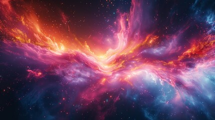 Poster - Abstract Explosion of Neon Colors in Dynamic Shapes