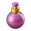 © Good Co Vision - Elegant purple perfume bottle with golden cap on white background