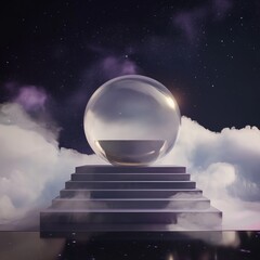 Poster - Futuristic 3D Podium with Transparent Sphere Design