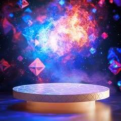 Poster - 3D Levitating Podium with Geometric Patterns