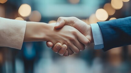 Firm Handshake Gesture Symbolizing a Business Agreement Partnership or Between Two Professionals Sealing a Deal or Promise with Trust and Confidence