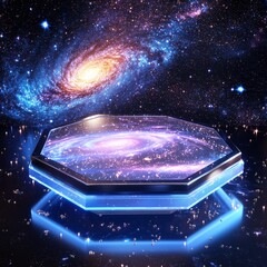 Poster - 3D Hexagonal Podium with Holographic Glow