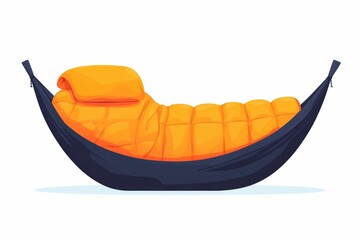 Wall Mural - icon set depicting a cozy camping hammock sleeping bag and blanket grouped together in a clean flat design style and isolated on a white background