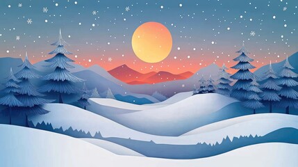 Poster - A stunning early winter landscape featuring the first snowfall A serene rural scene with snow covered trees in the morning light