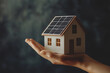 © boyhey - Hand holding a house with solar panels installed on the roof