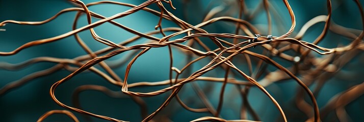 Abstract Copper Wire Sculpture: Intertwined Metal Art