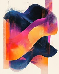 Poster - Vibrant pop art style typography transforming into fluid abstract shapes with bold contrasts and a dynamic contemporary composition