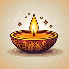 Diwali diya Cartoon vector Illustration