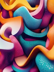 Poster - Mesmerizing surreal typography poster with letters morphing into abstract organic shapes in a vibrant colorful and dreamlike digital design  Captivating visual experiment with fluid