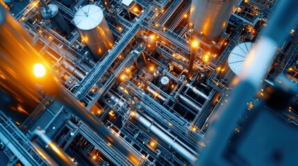 Poster - Industrial Facility with Complex Pipelines and Equipment