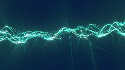 Poster - Turquoise energy wave slowly changing over time. Useful for any project that needs a concept of energy, frequency, sound, music, communication or electricity