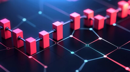 Poster - Financial Charts with Red Bars and Data Visualization